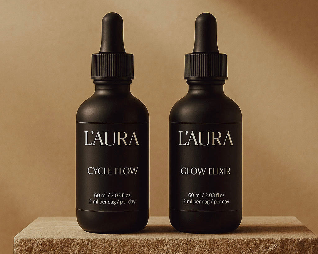 L'AURA bottles in soft daylight Product Page